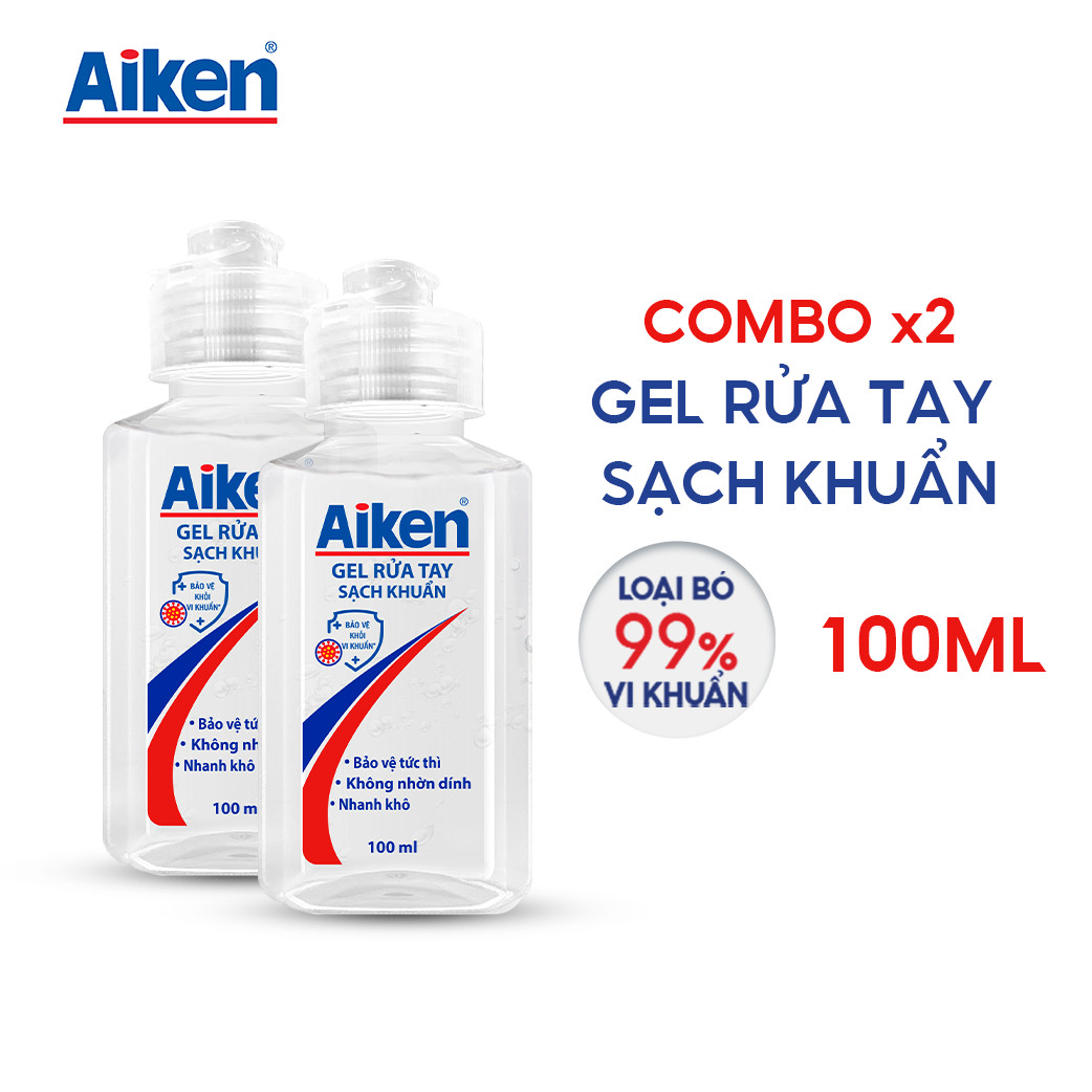 Aiken Combo 2 Gel rửa tay Sạch khuẩn 100ml/chai