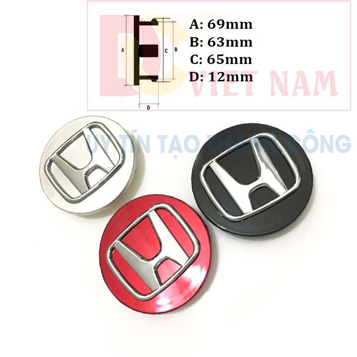 01 chiếc Logo chụp mâm, ốp lazang bánh xe ô tô Honda đường kính 69mm HD69