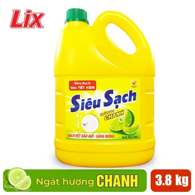 Nước rửa chén Lix siêu sạch hương chanh 3.6Kg NS360