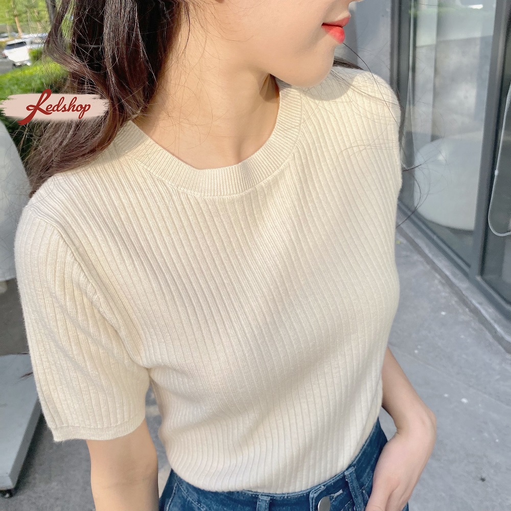 Áo len tăm basic đơn giản ngắn tay phong cách Hàn Quốc Red Shop 29949