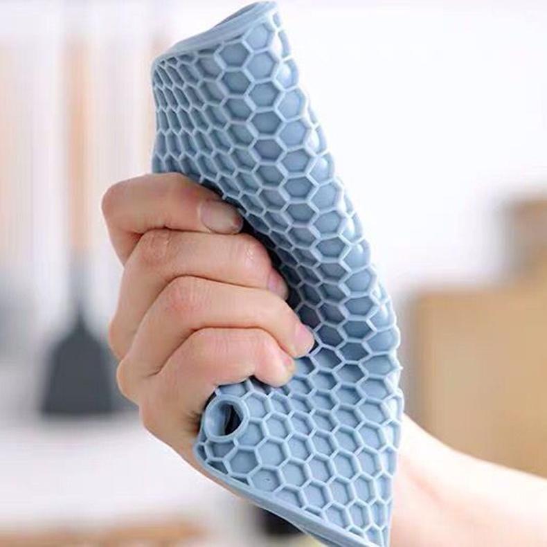 Tấm lót nồi silicon Miếng lót cách nhiệt trên bàn ăn Miếng lót ly hình tròn vân tổ ong Đồ lót nồi gia dụng tiện ích LTO