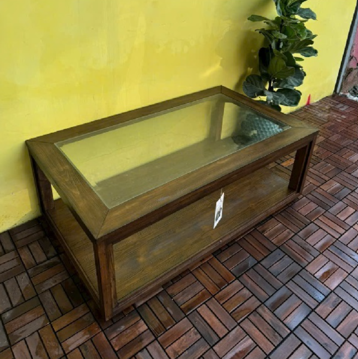 Bàn sofa 2 tầng mặt kính cường lực SM13CT Tundo KT 132 x 76 x 48cm