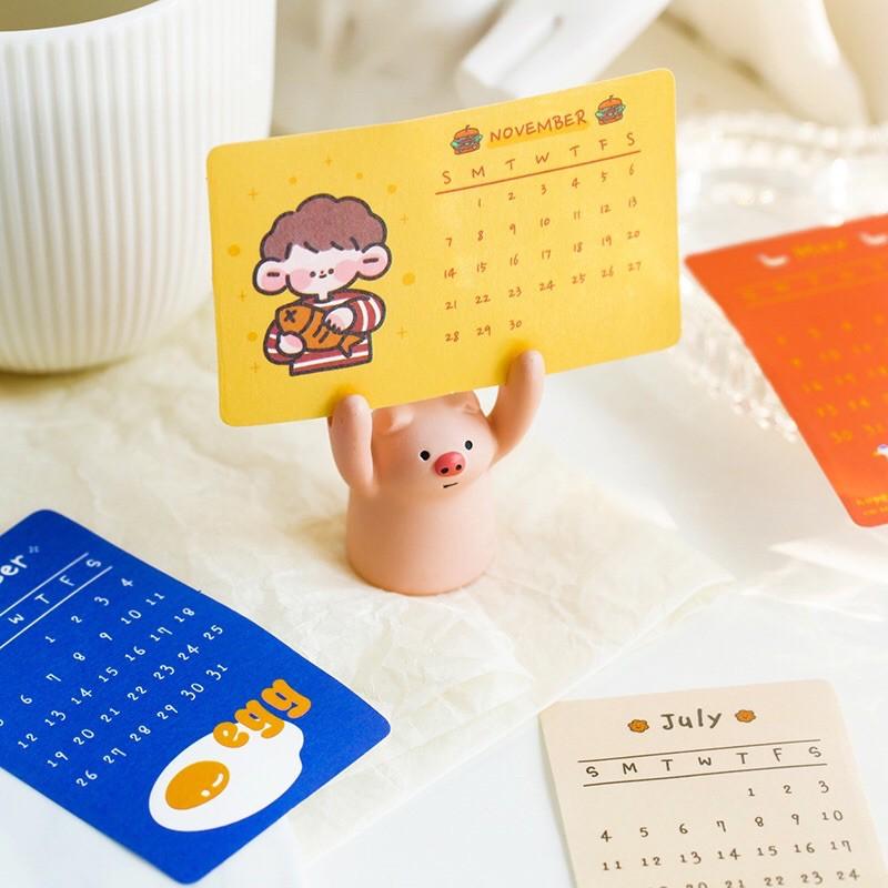 Sticker lịch giấy 2021 phong cách dễ thuơng Korea Bullet Journal