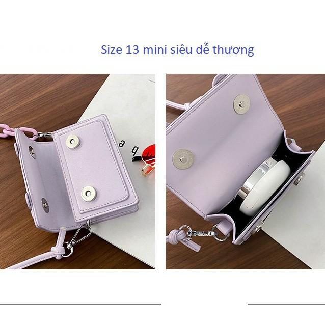 Túi đeo chéo nữ Túi xách nữ mini dây da pha xích Ulzzang siêu dễ thương TD14