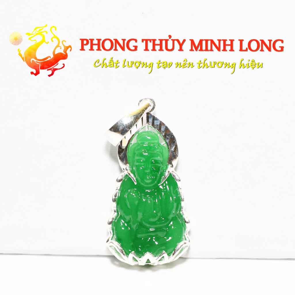 Mặt dây chuyền phật bà Quan Âm đá Mã Não Xanh hợp người mệnh Thủy và Mộc