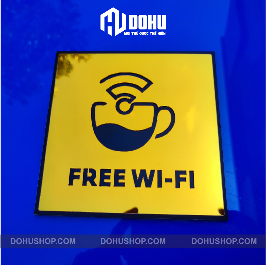 Bảng gương vàng free wifi có sẵn keo dán tường