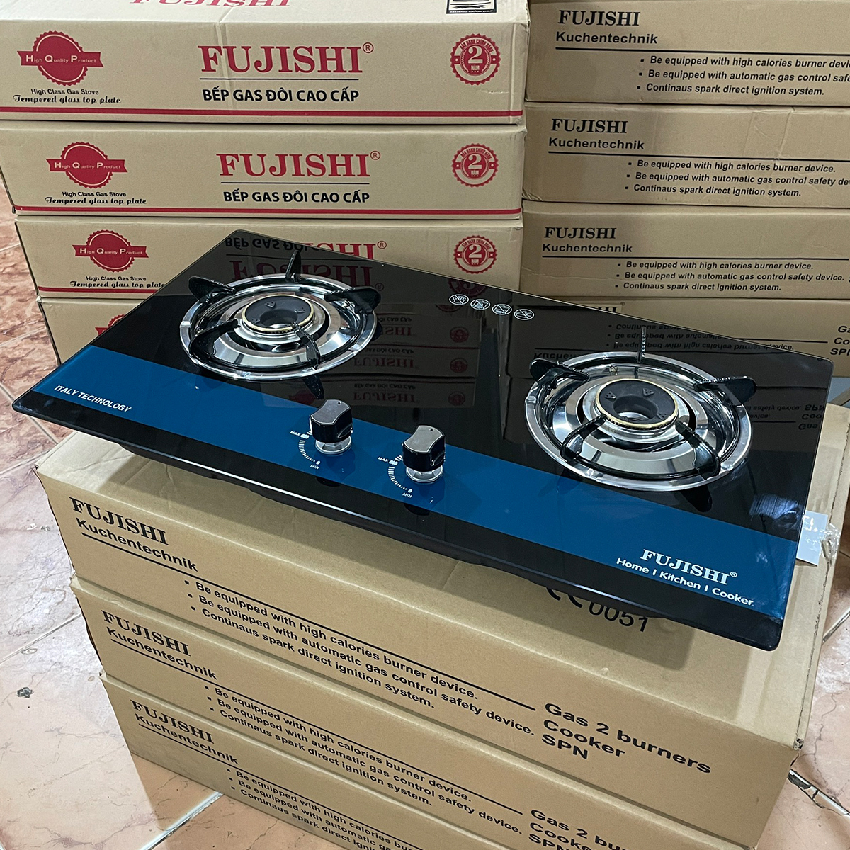 Bếp gas âm chén đồng Fujishi FJ-807IC - KÍNH XANH - Đánh lửa IC cực nhạy - Lửa xanh tiết kiệm gas - Hàng chính hãng