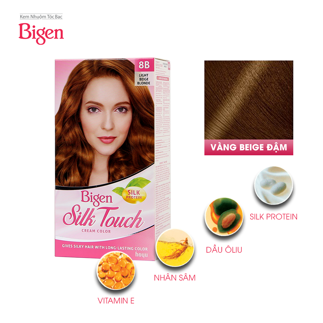 Thuốc nhuộm dưỡng tóc phủ bạc thảo dược Bigen Silk Touch Thương hiệu Nhật Bản Sắc Màu trẻ trung 80ml dạng kem - BST 8C