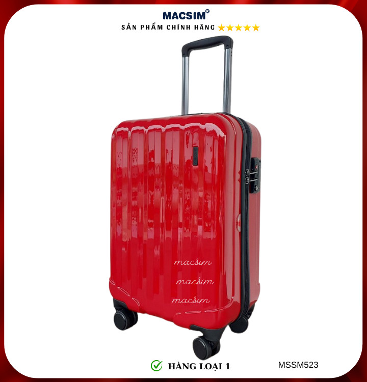 Vali cao cấp Macsim Smooire MSSM523 cỡ 20 inch màu gold, đen, đỏ - Hàng loại 1