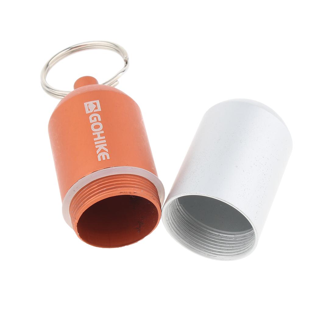 Waterproof Aluminum Pill Storage Box Keychain Capsule Tablet Bottle Black S