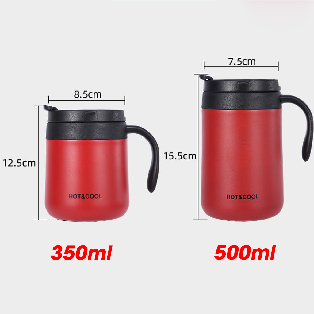 Cốc Giữ Nhiệt Có Tay Cầm Hot&Cool Dung Tích 500ml Chất Liệu Inox SUS304 Đảm Bảo An Toàn