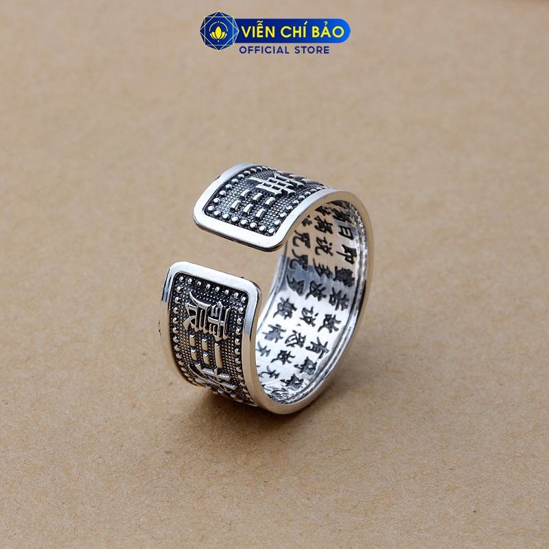 Nhẫn bạc nam Cửu kinh bát quái - Bát nhã tâm kinh chất liệu bạc Thái S925 Viễn Chí Bảo N101250