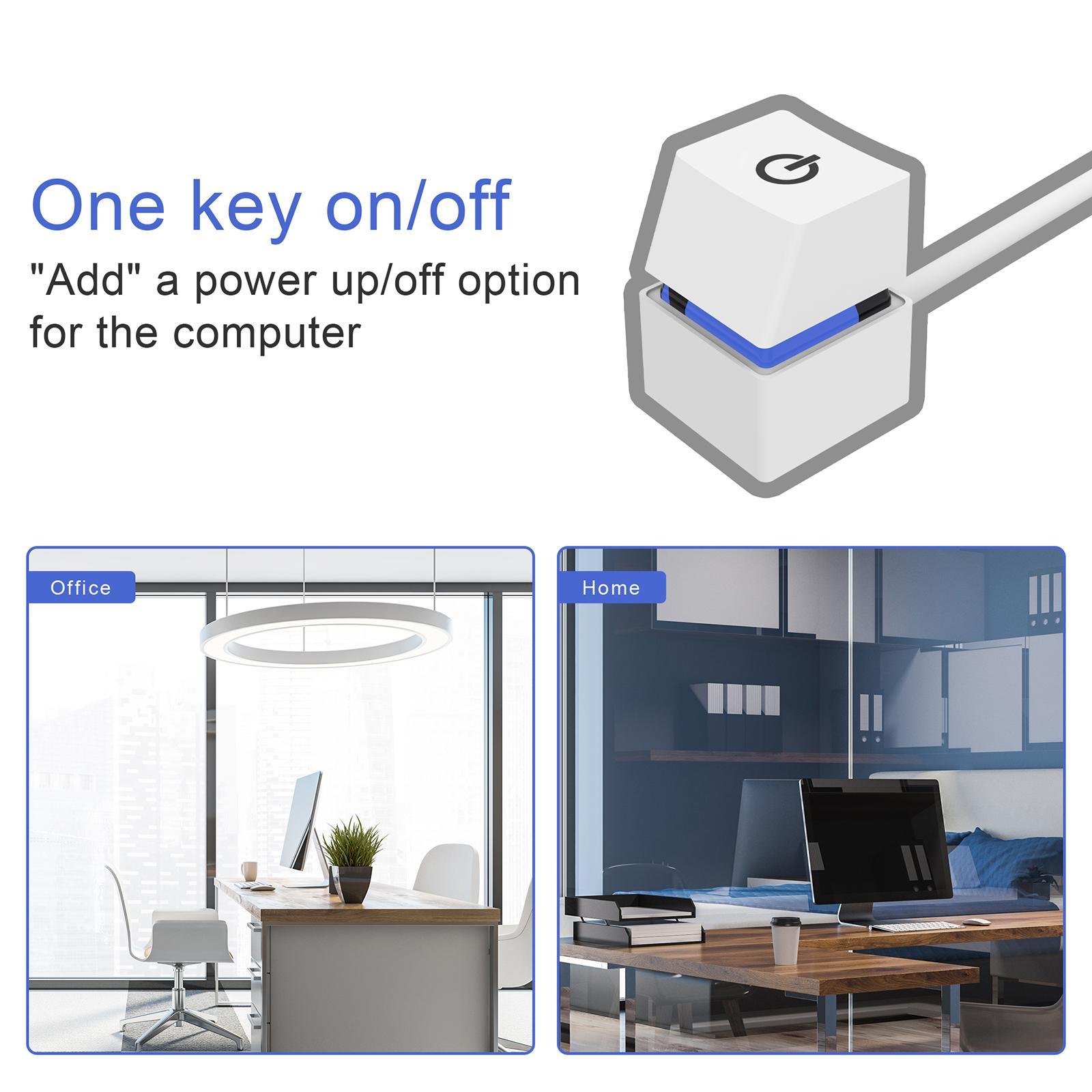 Power on Off Button with 6.56ft Extension Cable Desktop Switch for Internet Café