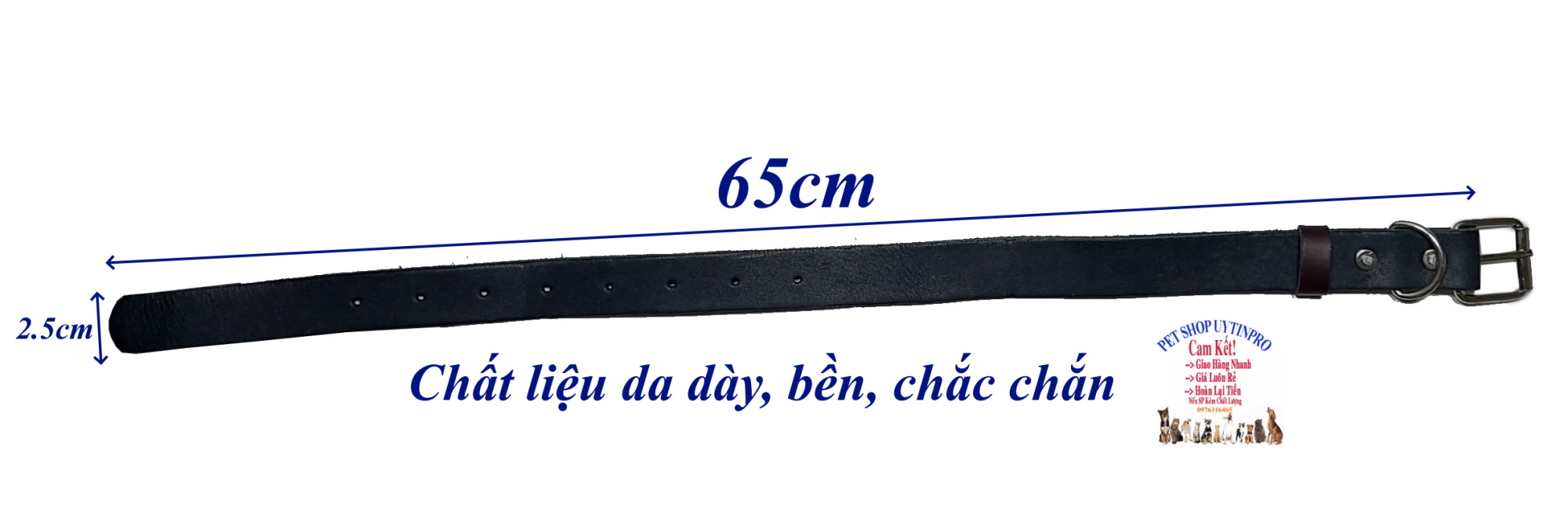 Vòng cổ da cho Chó từ 15kg đến 30kg Bản rộng 2.5cm Chất liệu da dày, bền đẹp, Chắc chắn, An toàn cho Thú cưng