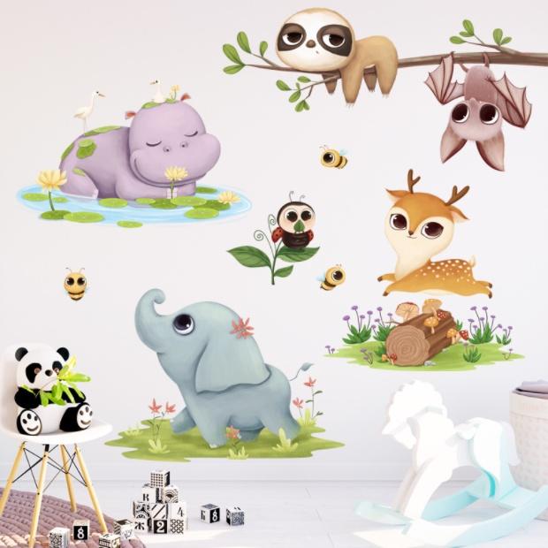 Decal trang trí tường - Những chú động vật đáng yêu