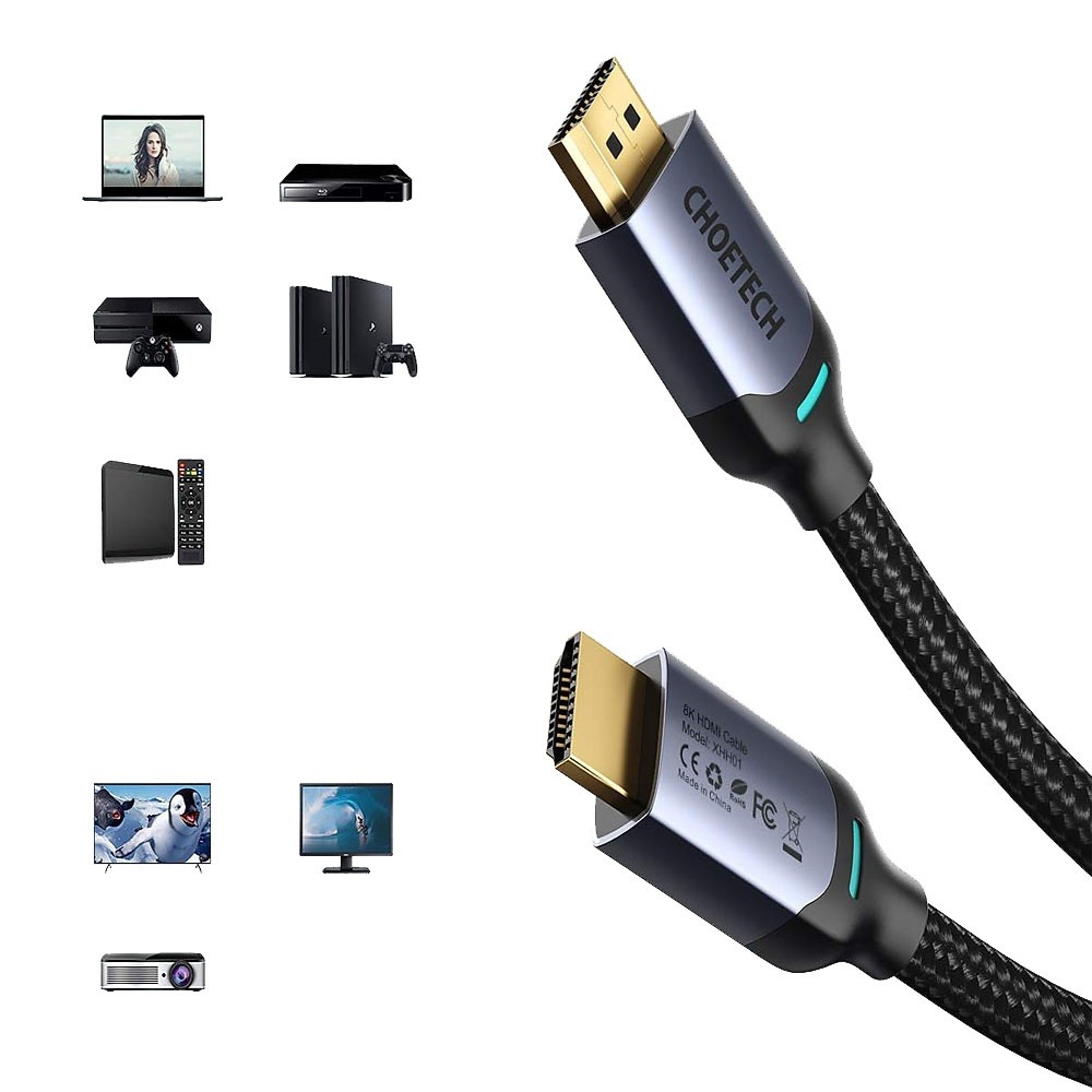 Dây Cáp chuyển đổi 8K HDMI sang HDMI Dài 2M CHOETECH mã XHH01 - Hàng Chính Hãng