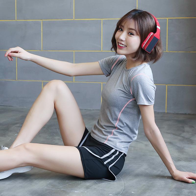 Thảm Tập Yoga Phù Hợp Với Bé Gái Mùa Hè Cơ Thể Dày Tay Ngắn Đầu Chạy Thể Thao Ngoài Trời Thể Dục Quần Áo 2 Bộ Phụ Nữ tập Gym Thun Quần