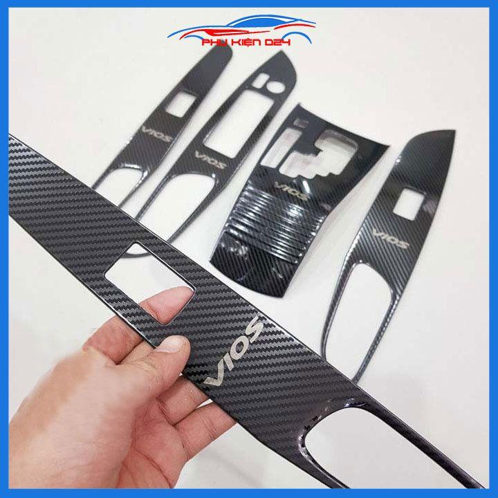 Ốp nội thất Vios 2019-2020-2021-2022 vân Cacbon bảo vệ chống trầy xước và làm đẹp xe