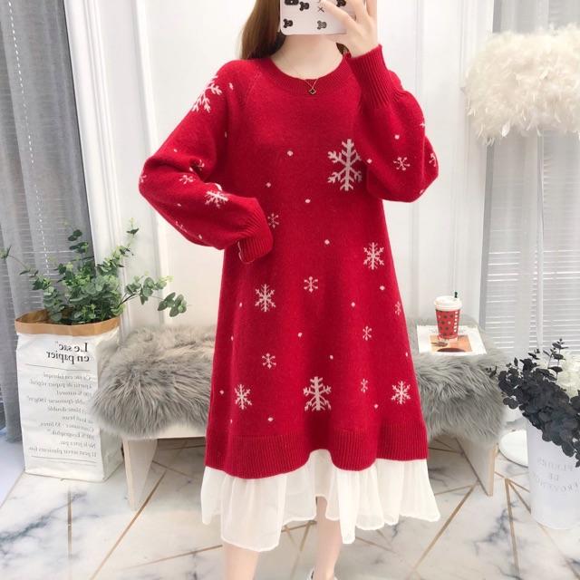 Váy len cao cấp cho mẹ bầusẵn hàng màu đỏ