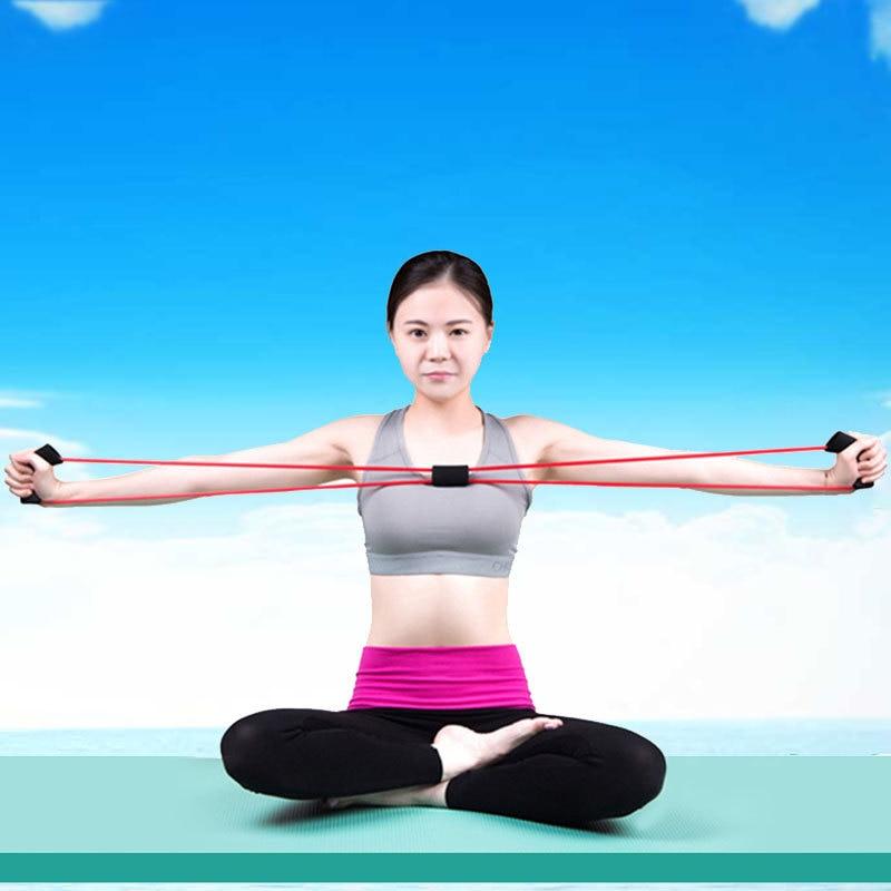 Yoga Gum Fitness Resistance 8 Word Chest Expander Rope Workout Muscle Fitness Rubber Elastic Bands for Sports Exercise