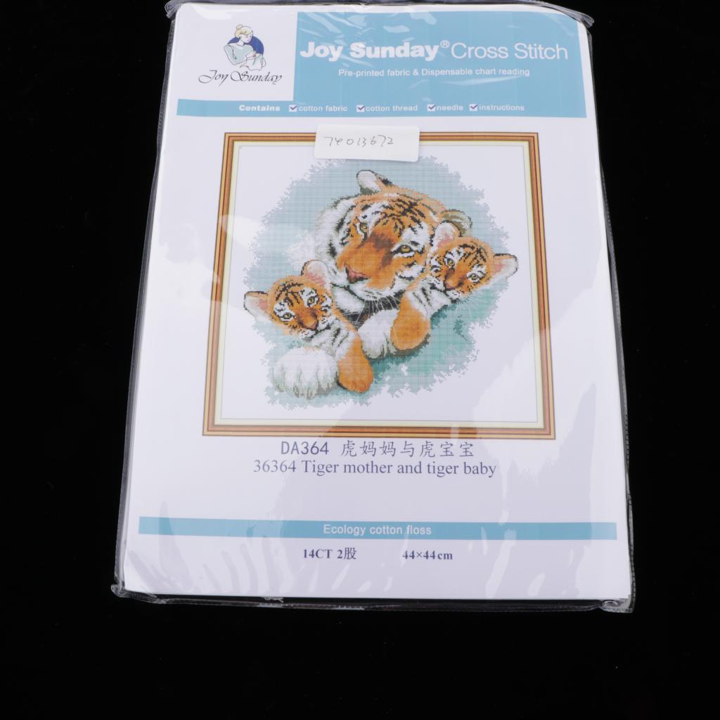 DIY Handmade Needlework Cross Stitch Set Embroidery Kit Precise Printed Tigers