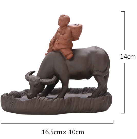 Thác khói TIỂU LINH ĐỒNG ngồi trên lưng trâu 16.5cm