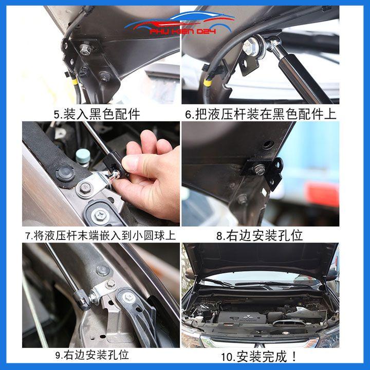 Ty thủy lực chống nắp capo Outlander 2017-2018-2019-2020-2021 tự động kèm phụ kiện lắp