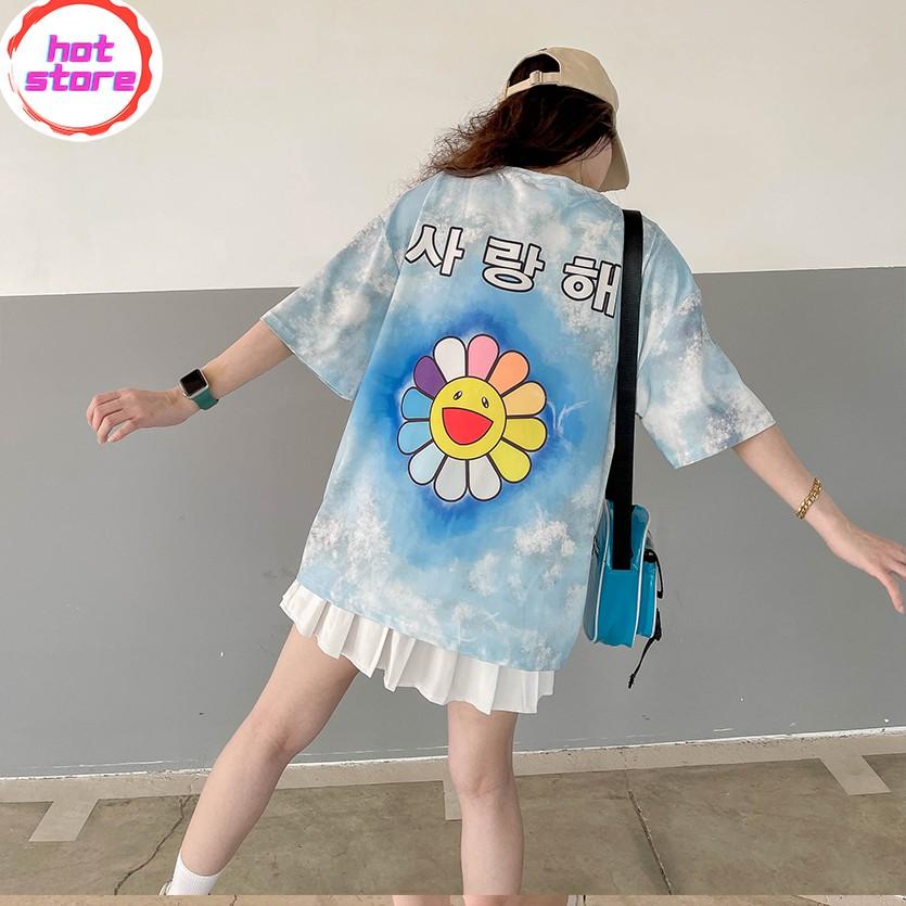 Áo Thun Cotton Nữ Màu Loang Hình Bông Hoa Cực Dễ Thương HOTSTORE