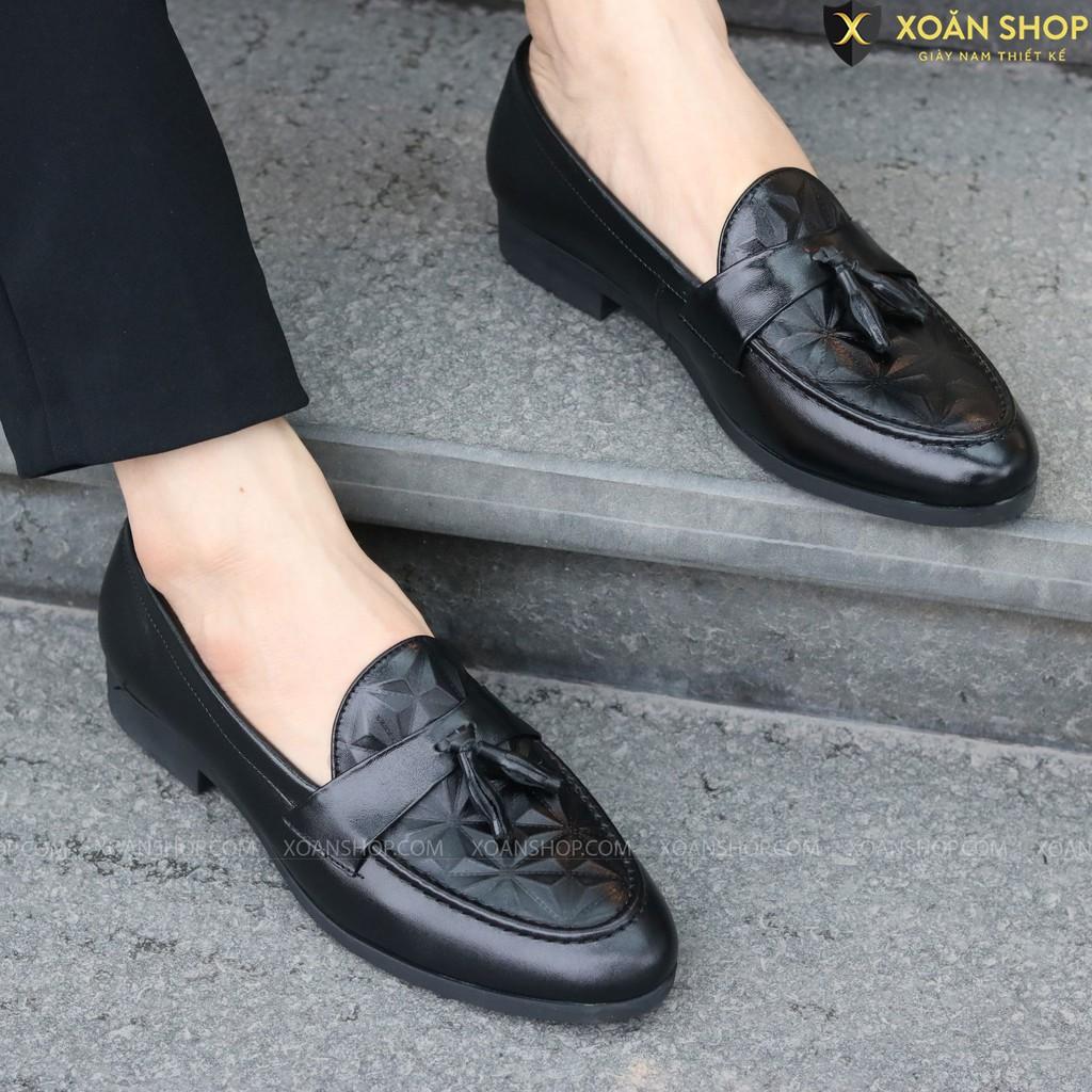 GIÀY LƯỜI NAM CÔNG SỞ SIÊU MỀM-ĐẾ CAO SU ĐÚC BỀN BỈ CAO 3CM-MÃ G012-CÓ CHUÔNG-MÀU ĐEN