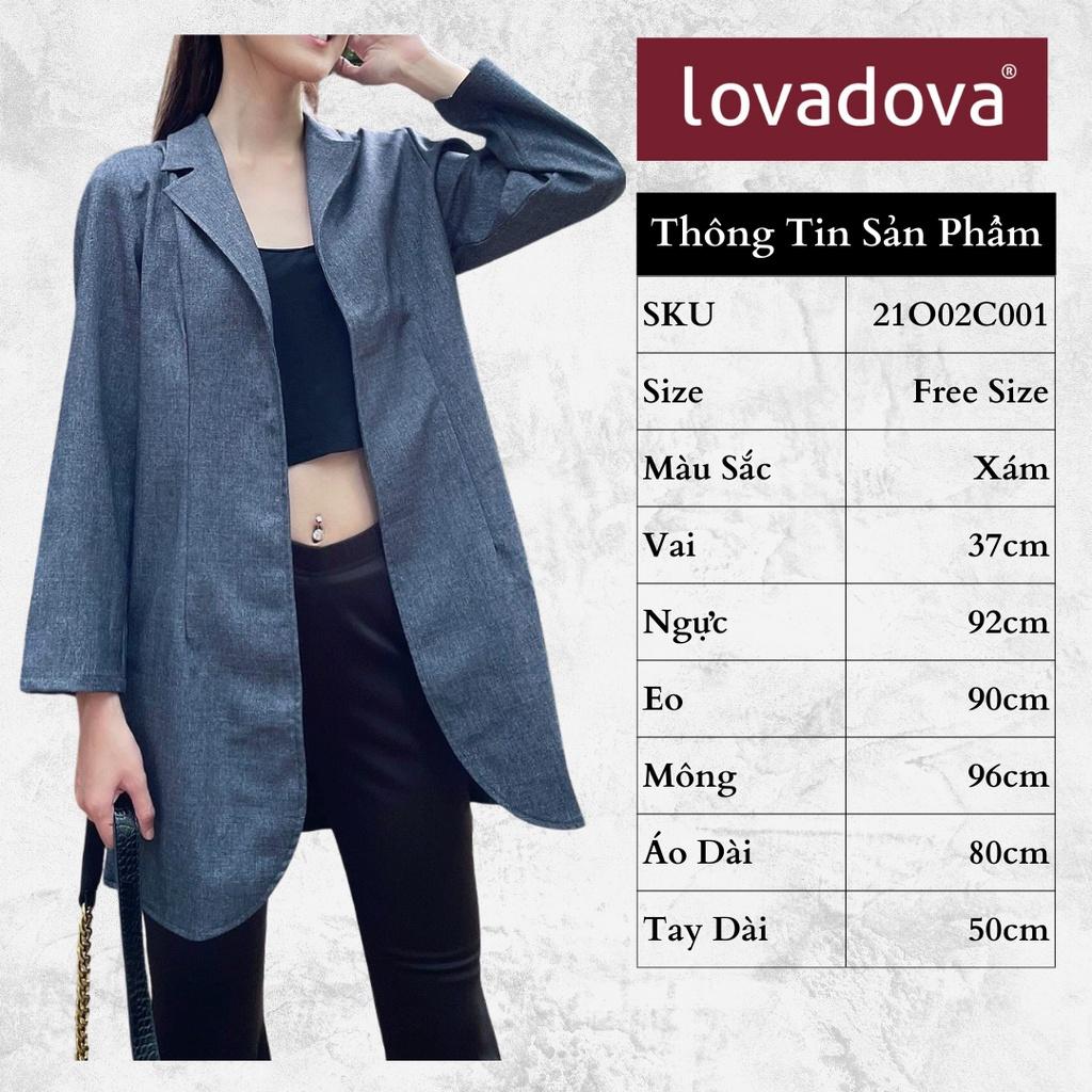 Áo Khoác Nữa, Dài Tay, Cách Điệu Giả Vest, Màu Xám - Lovadova 21O02C001