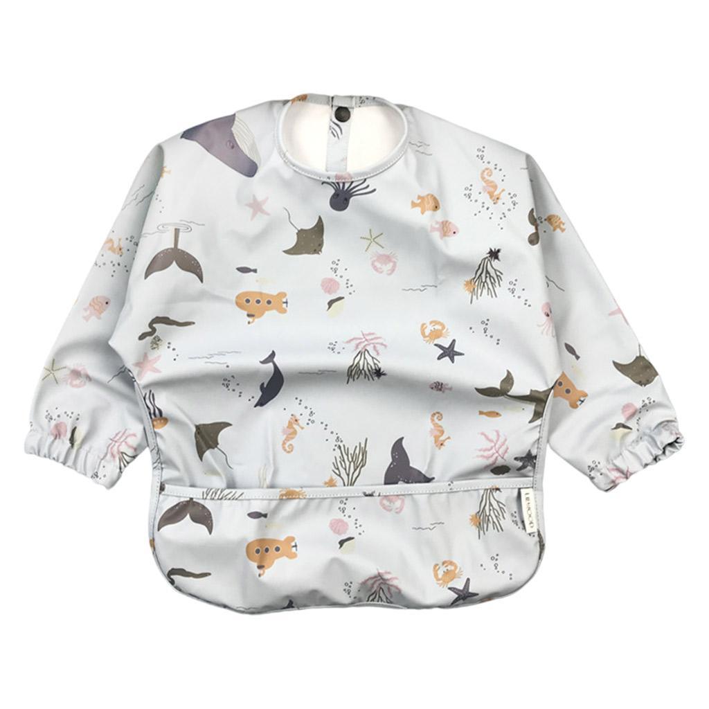 2Pieces Baby Smock Feeding Bib Eating Drooling Burp Apron Cloth for Toddler