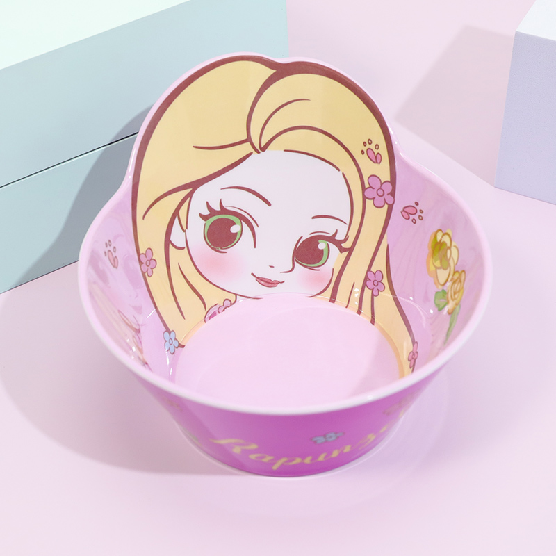 Chén ăn nhựa Melamine hình công chúa Rapunzel Princess nổi 3D màu tím cho bé gái - 78VNDP2483