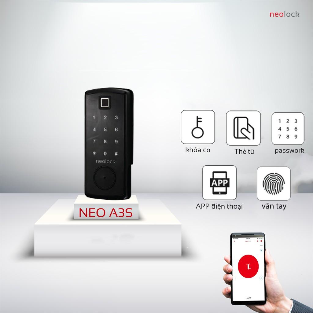 Khóa cửa cổng vân tay, mở qua APP, thẻ từ, mã pin, khóa cơ neolock - NEOA3S-O