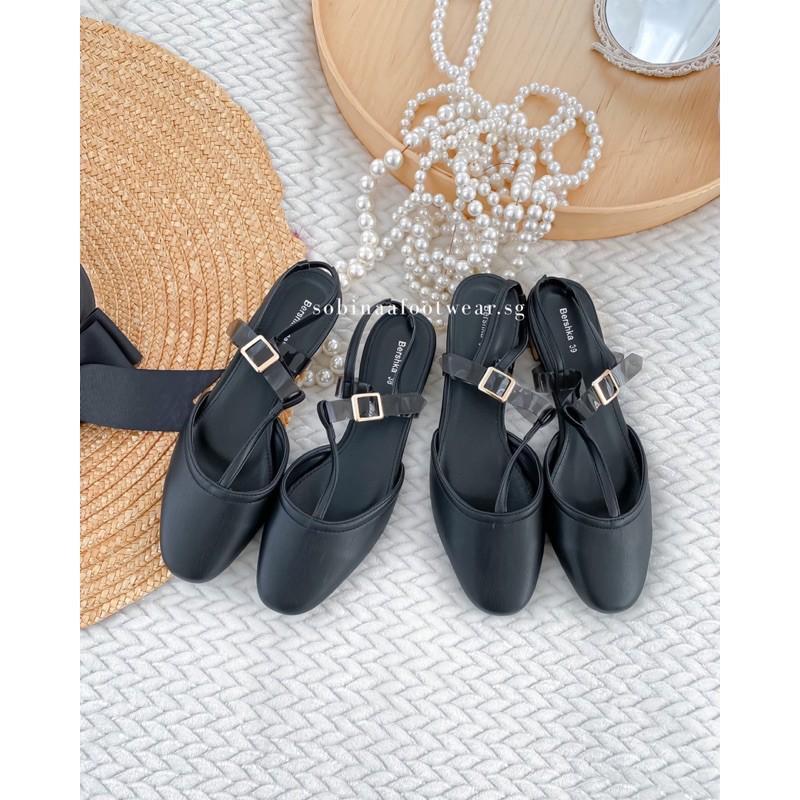 Giày sandal nữ bít mũi đen siêu yêu