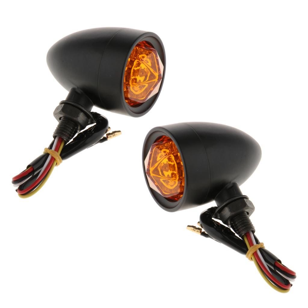 2x Motorcycle Scooter Amber Turn Signals Blinker Indicator Lights 12V Black