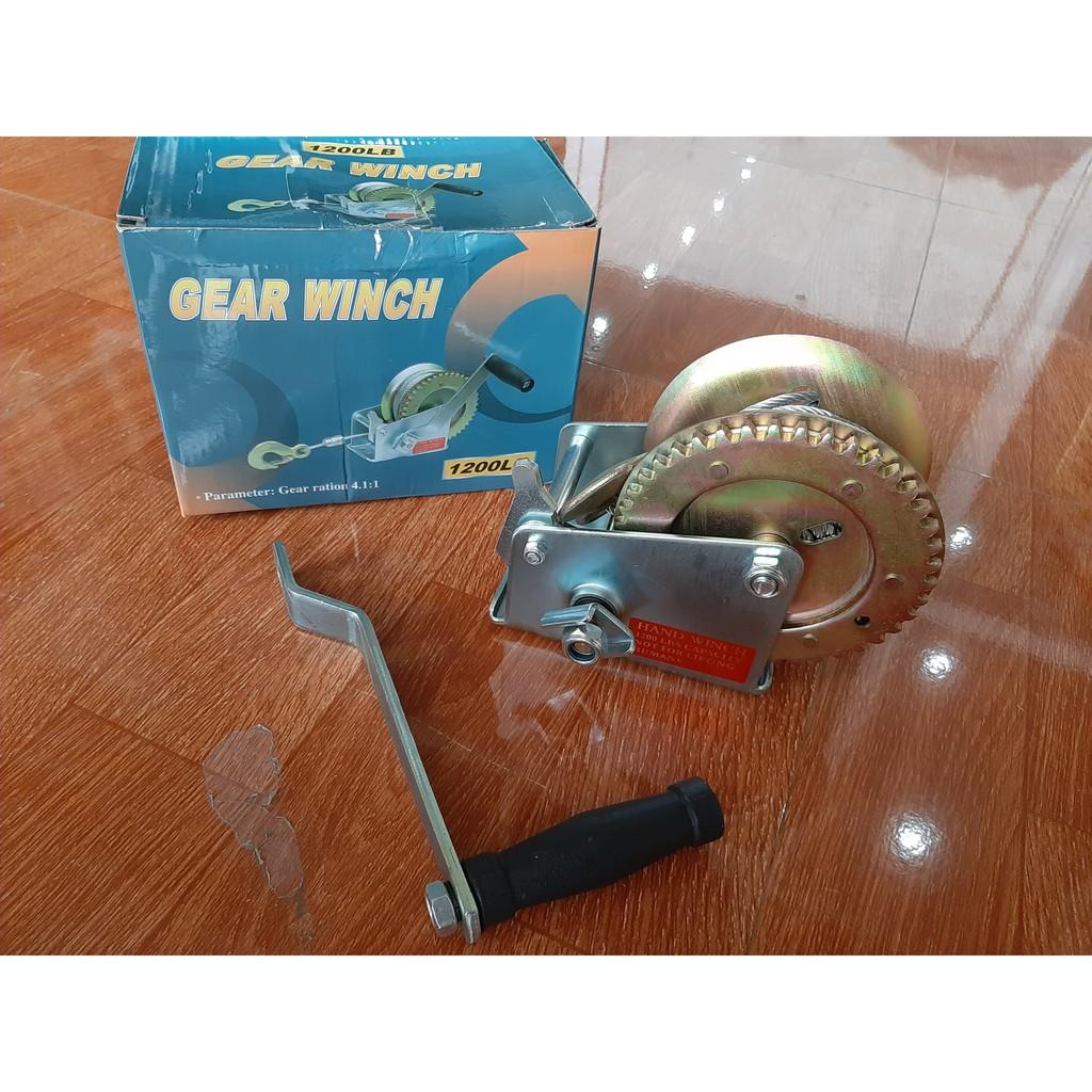 Tời Quay Tay 1200lbs Bánh Răng Đồng Tải Trọng 544 Kg, Cáp 10M
