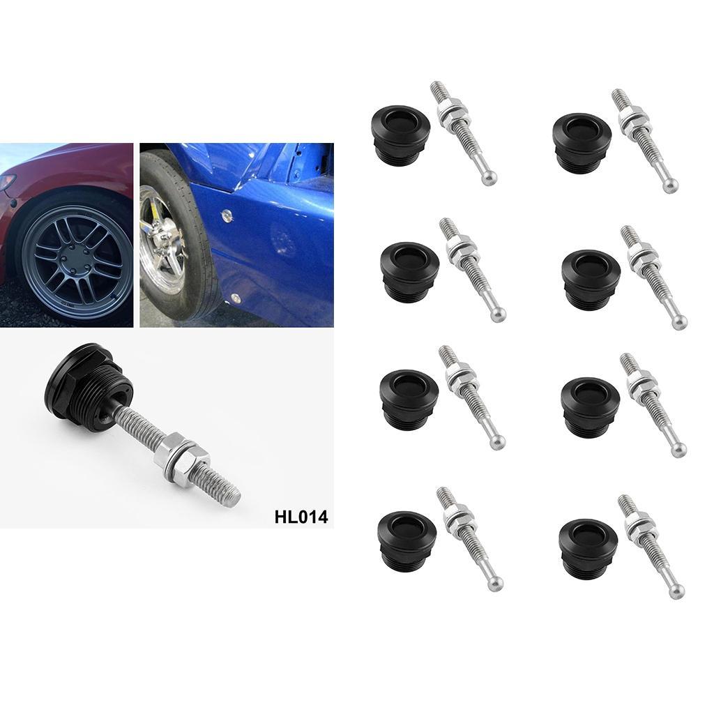 8x Car Bonnet Hood Latch Pin Locking Kit Push Button Quick Release 7/8 Black