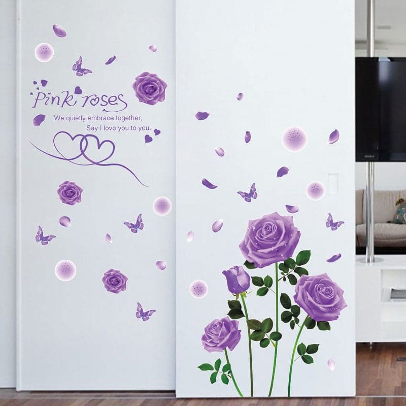 decal dán tường- cành hồng tím