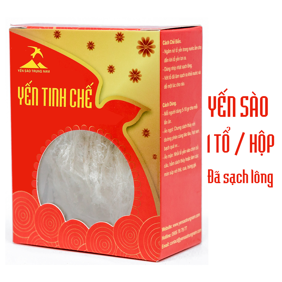 Tổ Yến Sào Tinh Chế (8g/Hộp) (Tổ Yến làm sạch/Tổ Yến Sạch chế biến từ Tổ Yến Thô /Tổ Yến còn lông) Yến Sào Trung Nam