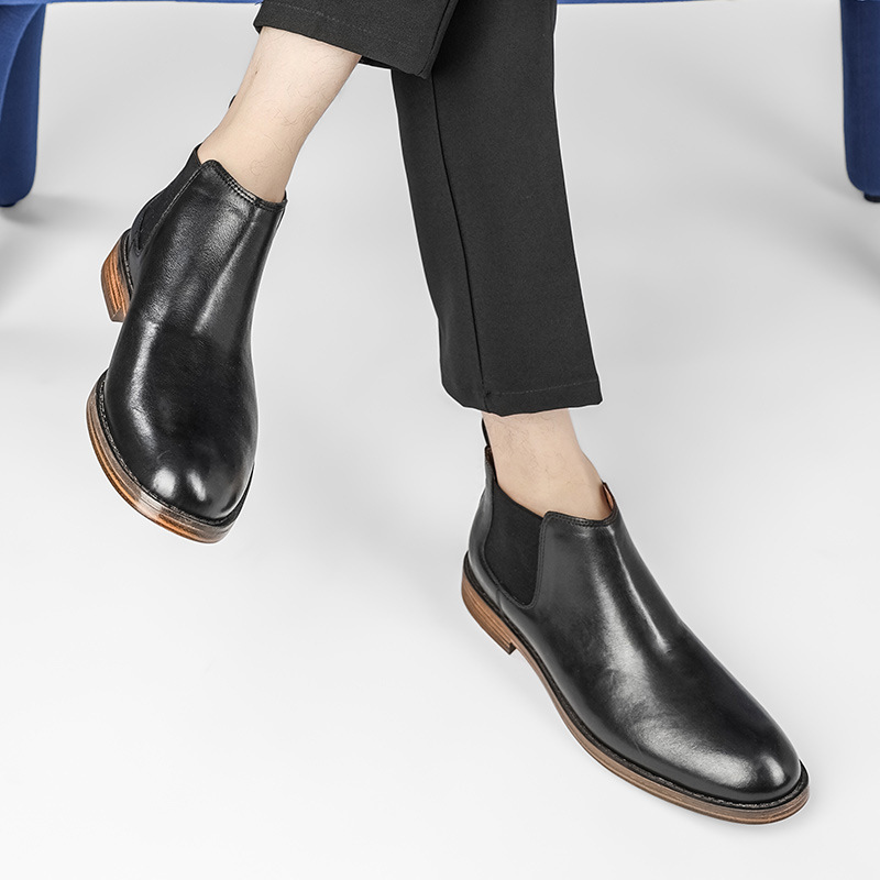 Giày chelsea boots da thật, giày bốt cổ cao big size cỡ lớn 46-47 cho nam cao to chân ú bè - BT218