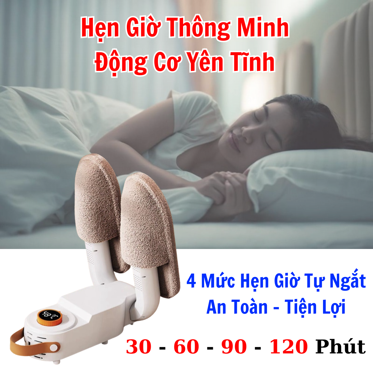 Máy Sấy Giày Thông Minh Cao Cấp, Máy Làm Khô Giày Tất Găng Tay Khử Mùi Hôi Khử Khuẩn Bằng Tia UV Làm Khô Nhanh An Toàn Tiện Dụng - Hàng Chính Hãng