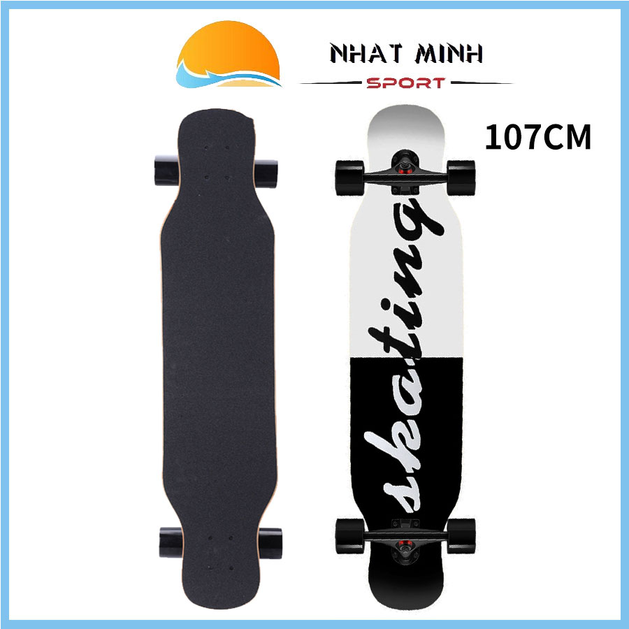 Ván Trượt Chuyên Nghiệp Dành Cho Thanh Thiếu Niên,Mặt Nhám Chống Trơn Trượt Size Lớn 107cm x 25cm + Bánh PU 95A + Trục Hợp Kim Nhôm