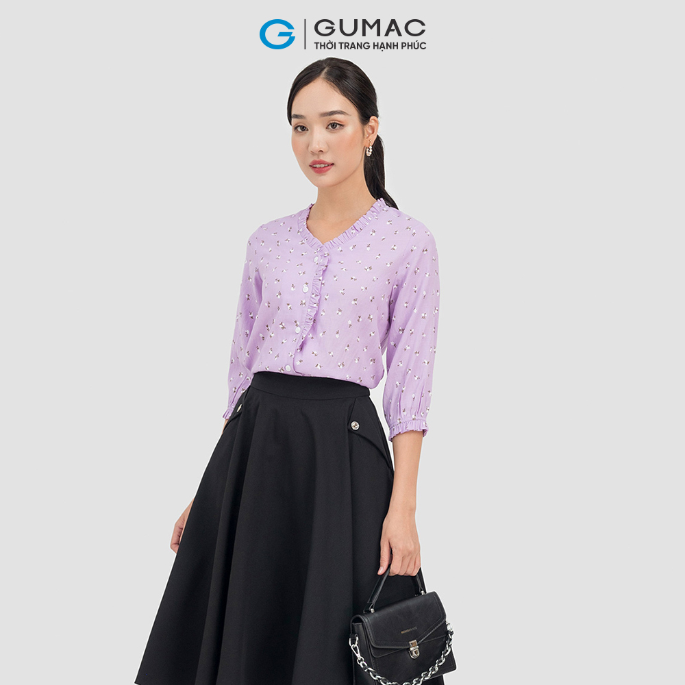 Áo sơ mi kiểu nữ GUMAC AC07015 thiết kế viền bèo nữ tính, thanh lịch