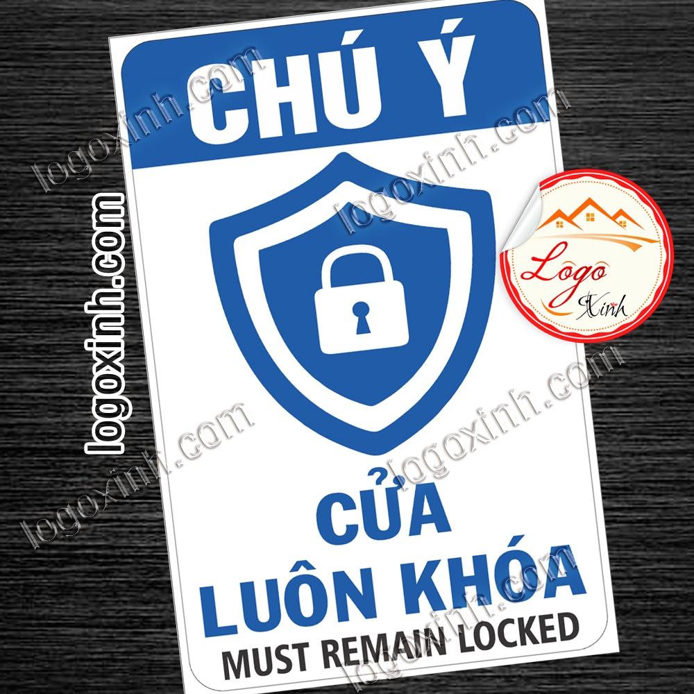 LOGO TEM STICKER CỬA LUÔN KHÓA - KEEP DOOR ALWAYS LOCKED