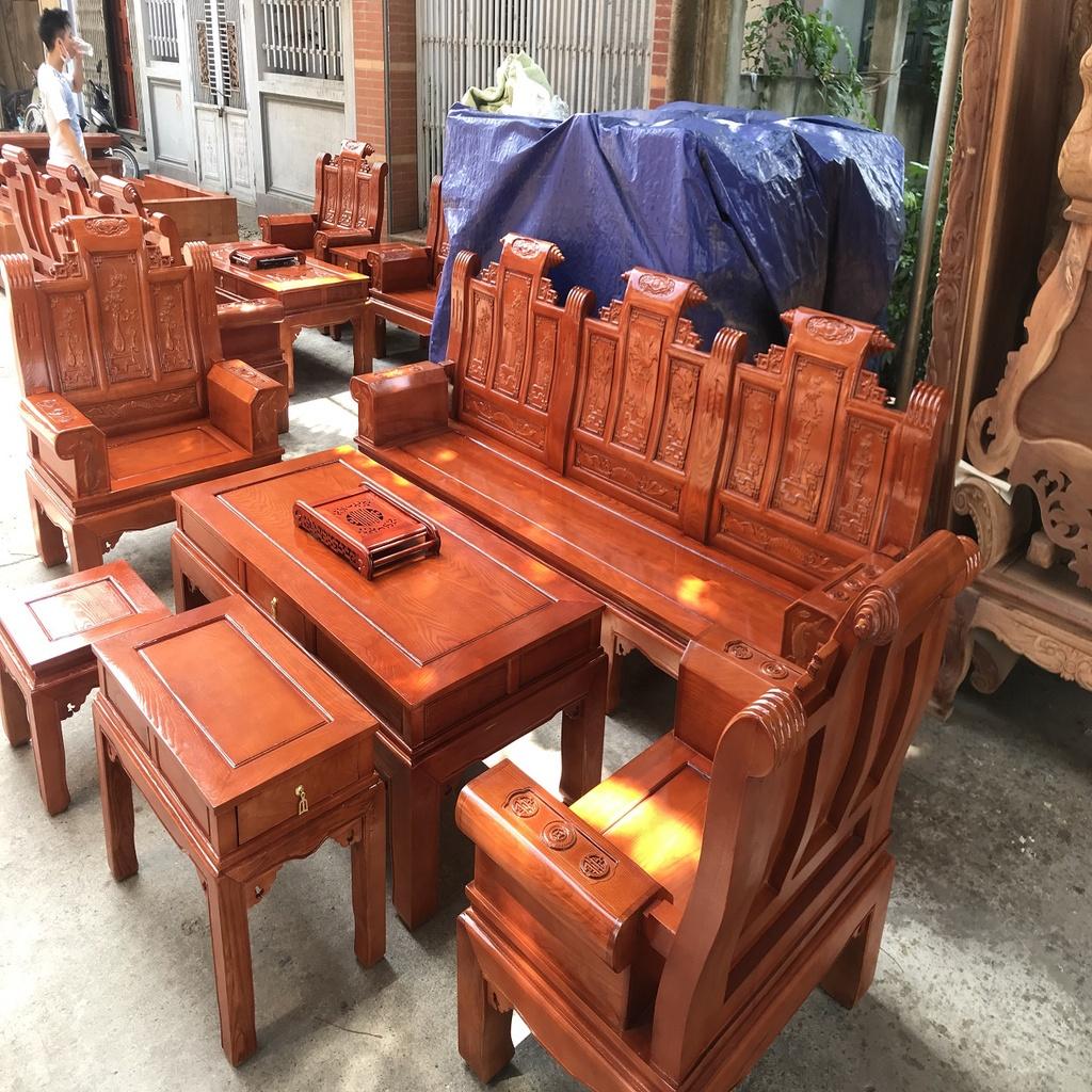 Bộ Bàn Ghế Âu Á Chương Cuốn Thư Gỗ Sồi Nga