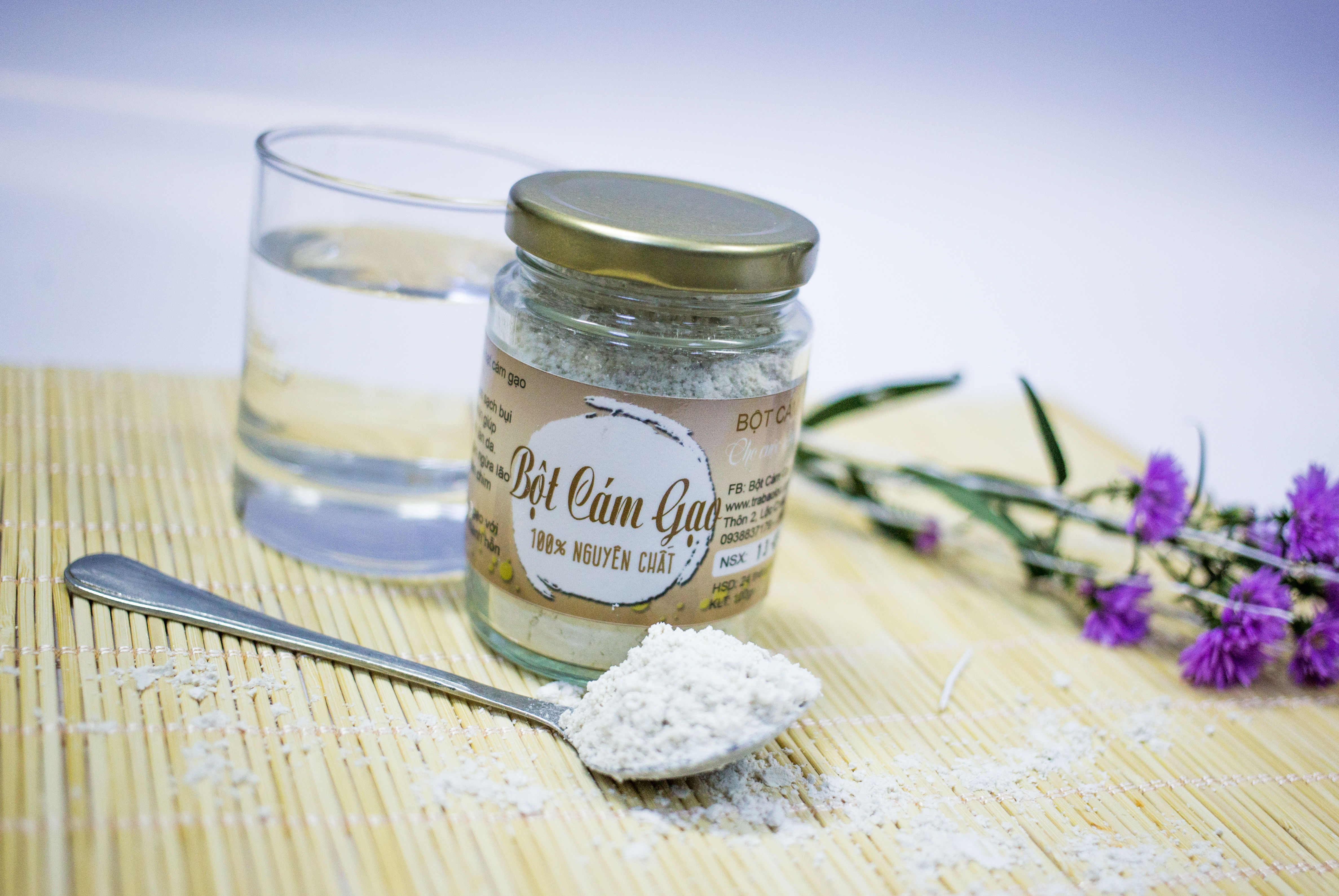 Combo 2 Bột Cám Gạo Nguyên Chất Bảo Lộc Vũ Gia + Tặng Bộ Pha Chế Đắp Mặt Nạ Cao Cấp