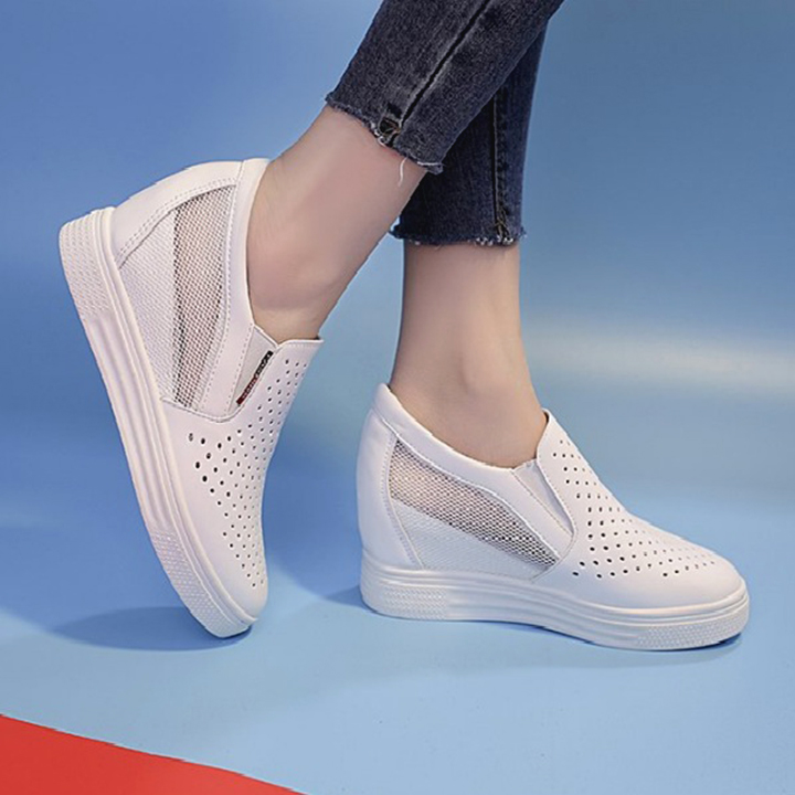 [CHẤT LƯỢNG] Giày độn đế nữ, giày slip on nữ độn đế lưới V3 êm chân, Hàng Quảng Châu loại 1