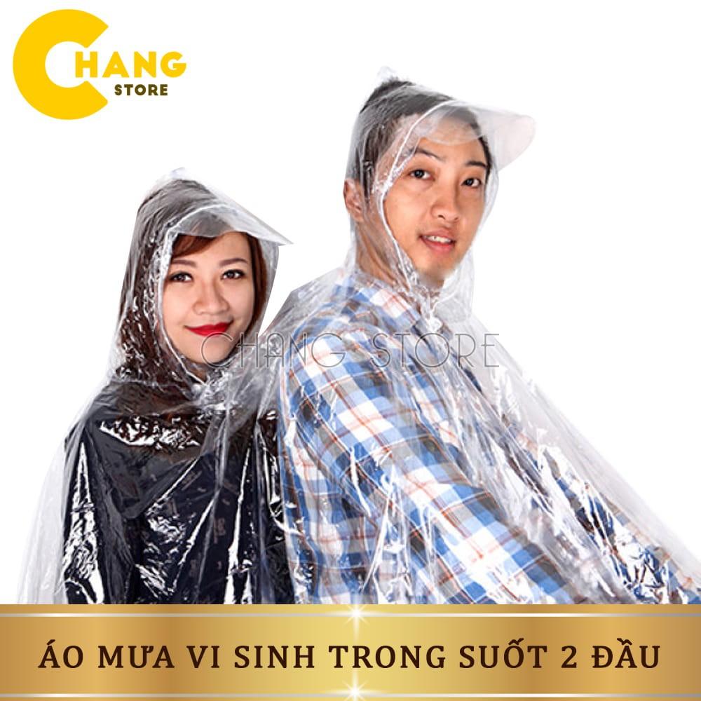 Áo Mưa Trong Suốt 2 Đầu, Áo Mưa Vi Sinh Trong Cho 2 Người Loại Dày Dặn