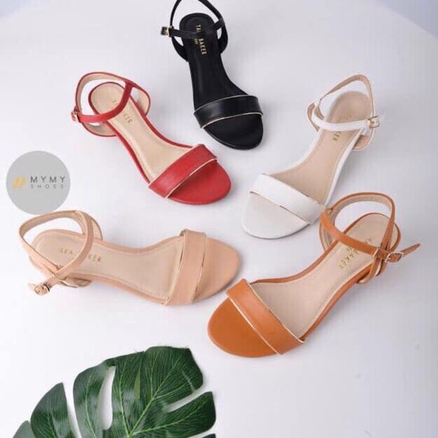 Giày sandal 3 phân thời trang phối quai ngang xi mờ tiện lợi _A09VD