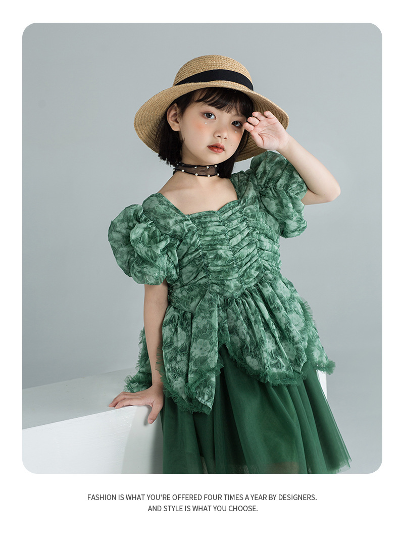 Cô gái lolita công chúa ăn mặc măng tây bong bóng bóng tay áo cô gái ăn mặc trẻ em han fan